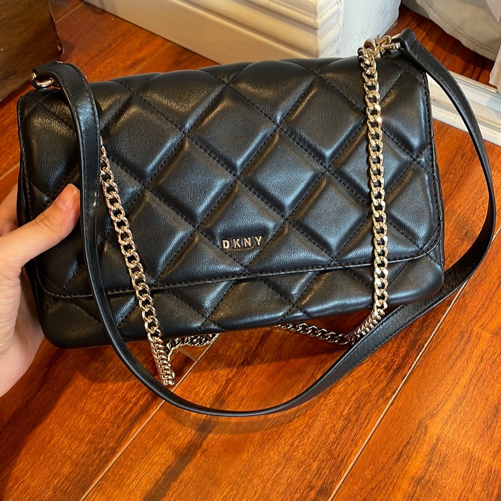NWOT DKNY black quilted Chanel style shoulder crossbody bag